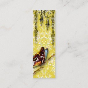 Carte De Visite Mini Fleurs sauvages de damassé, PAPILLON en jaune