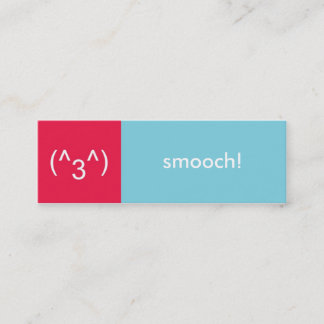Carte De Visite Mini Flirt card rouge bleu smooch émoticône message tex