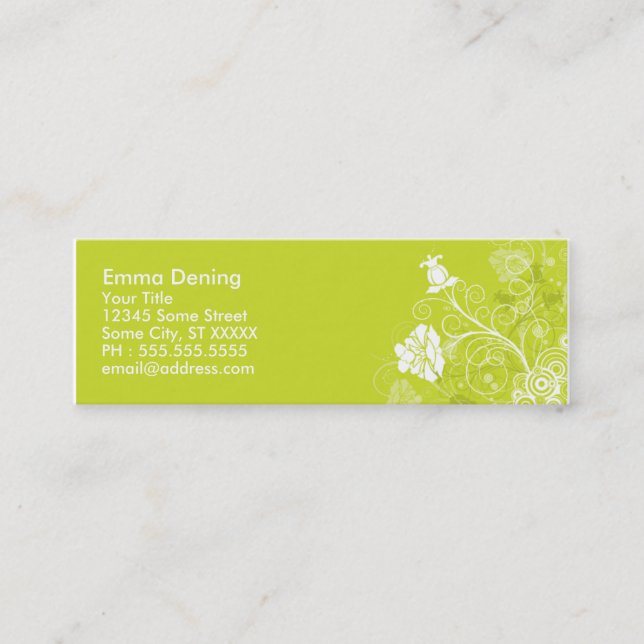 Carte De Visite Mini Floral élégant (Devant)