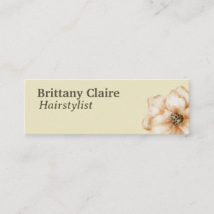 Carte De Visite Mini Floral minimaliste Beige Brown coiffeurs
