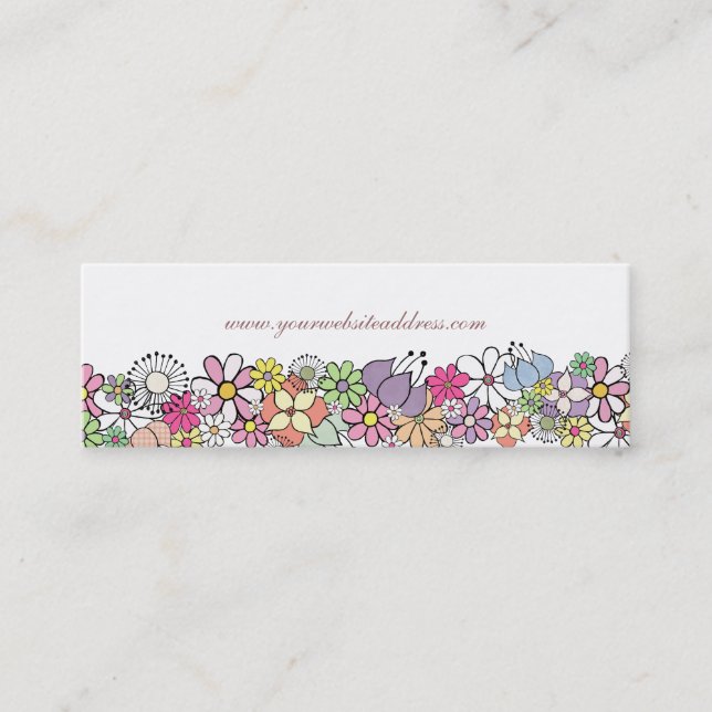 Carte De Visite Mini Flower Garden White Skinny Business Profile Card (Devant)
