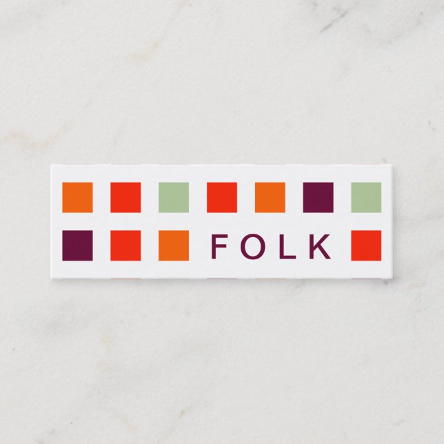 Carte De Visite Mini FOLK (carrés de mode) (Devant)