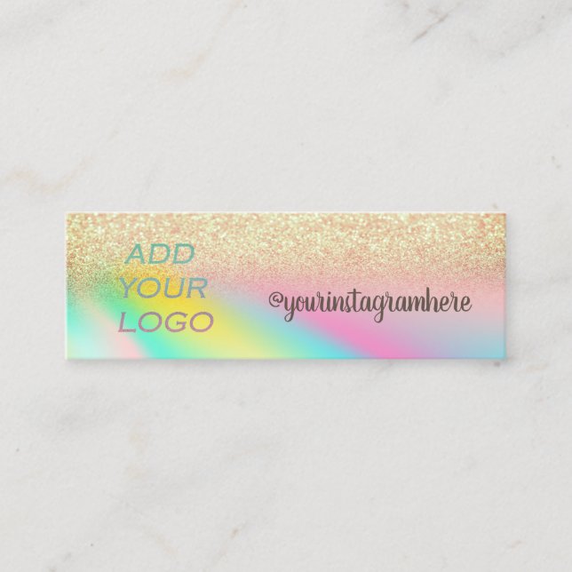 Carte De Visite Mini Fond Bokeh Doré Holographique Ajoutez Votre Logo (Devant)