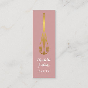 Carte De Visite Mini Fouet en or Patisserie Chef Dusty Rose