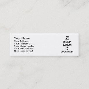 Carte De Visite Mini Gardez le calme que je suis un journaliste