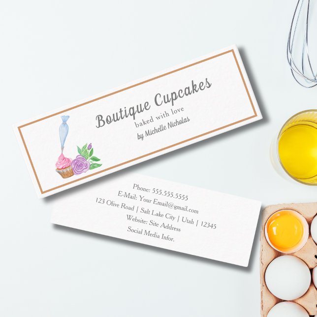 Carte De Visite Mini Gâteau Cupcake Frosting Aquarelle, Détaillé (Créateur téléchargé)