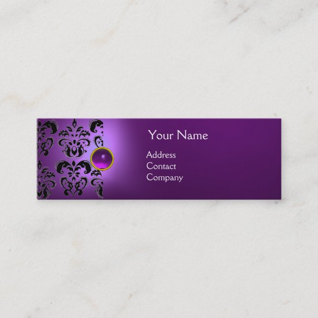 Carte De Visite Mini GEMME DE DAMAS CHIC  MONOGRAMME violet (Devant)