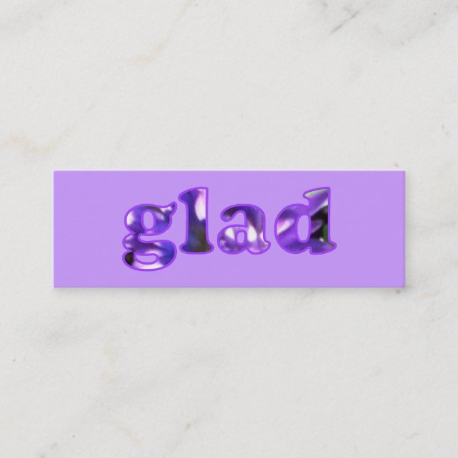 Carte De Visite Mini Glad épelé avec des fleurs violettes signets (Devant)
