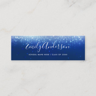 Carte De Visite Mini Glam Navy Blue Graduation Name Insert Card