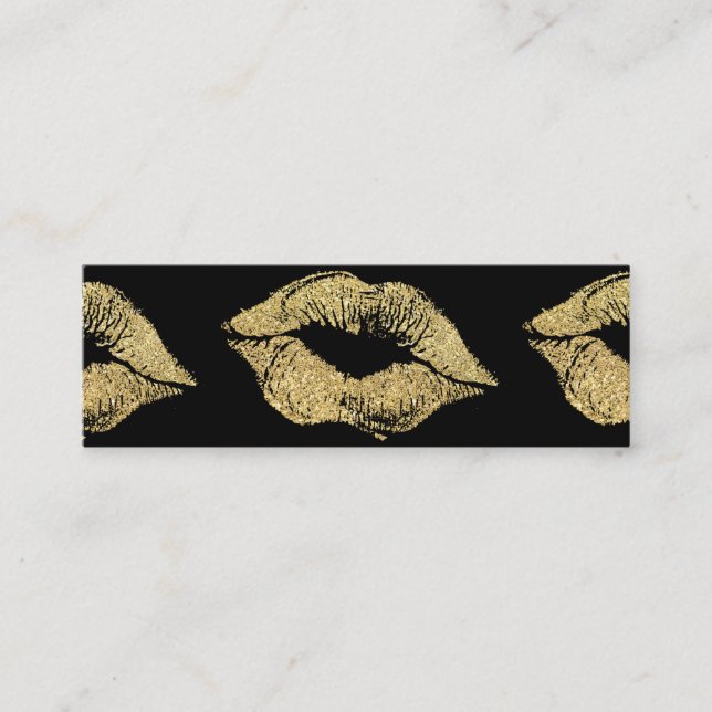 Carte De Visite Mini Glamor Lipstick Baisers Gold Parties scintillant (Devant)