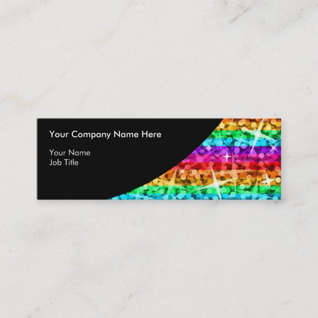 Carte De Visite Mini Glitz Rainbow Stripe Black Curve maigre (Devant)
