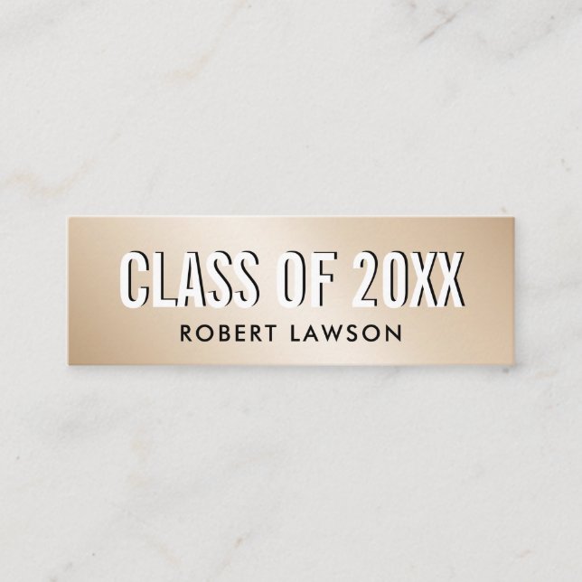Carte De Visite Mini Gold Metallic Luxe Class Graduation Name Card (Devant)