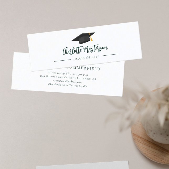 Carte De Visite Mini Graduation 2025 Script Grad Name Appel (Graduation Script Mini Calling Card)