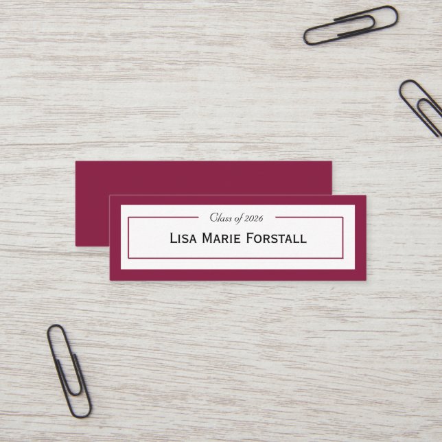 Carte De Visite Mini Graduation Name Card (Devant/Arrière en situation)