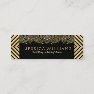 Carte De Visite Mini Grandes et dentelles noires et dorées modernes