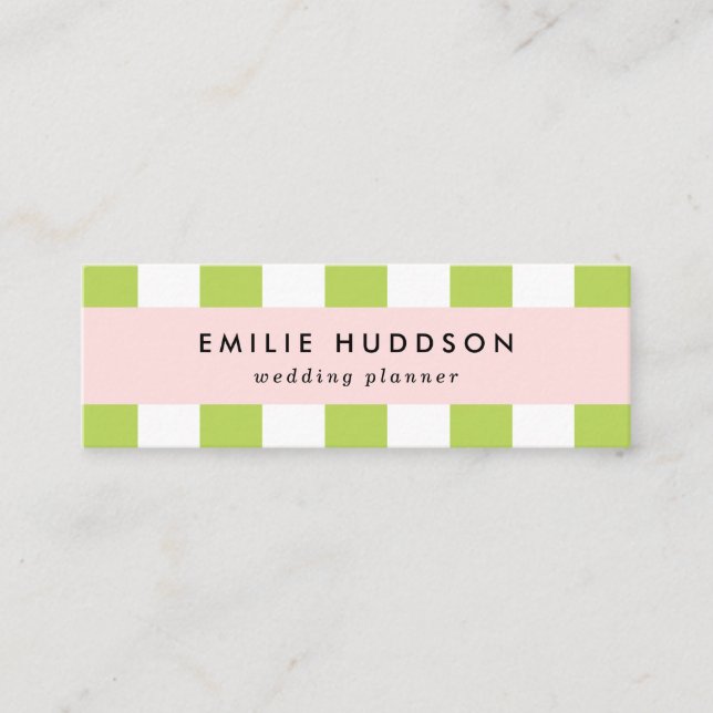 Carte De Visite Mini Grandes Tailles Vertes, Grandes Tailles Blanches,  (Devant)