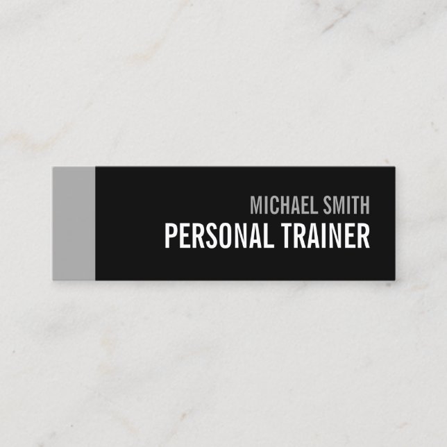 Carte De Visite Mini Gras Black and Grey Personal Trainer (Devant)