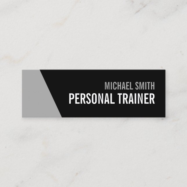 Carte De Visite Mini Gras Black and Grey Personal Trainer (Devant)