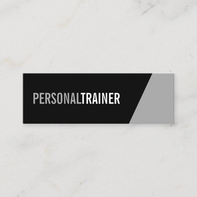 Carte De Visite Mini Gras Black and Grey Personal Trainer (Devant)