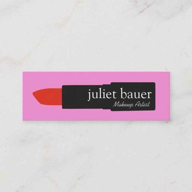Carte De Visite Mini Gras Peinture rose Artiste Lipstick Logo Beauté (Devant)