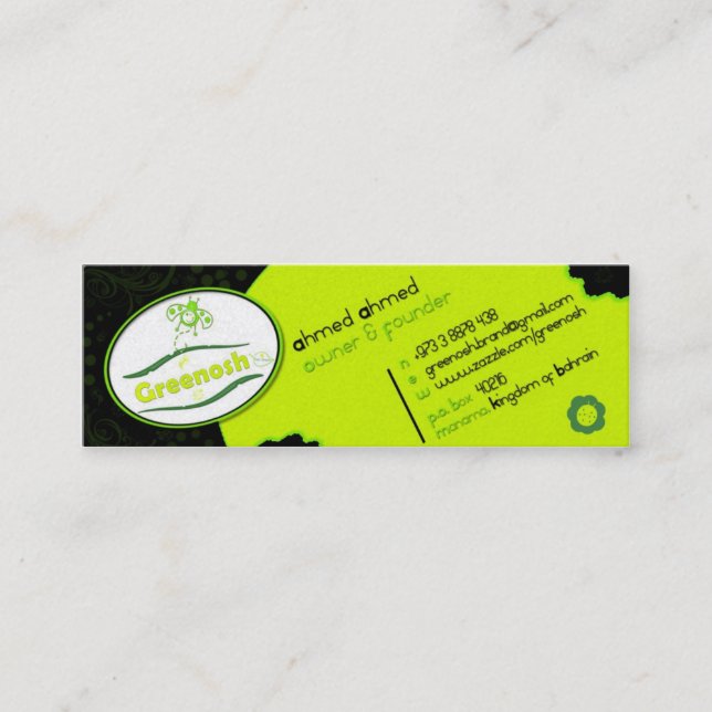 Carte De Visite Mini Greenosh B.C (Devant)