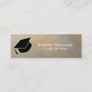 Carte De Visite Mini Gris Gold Metallic Grad Casquette Inscription