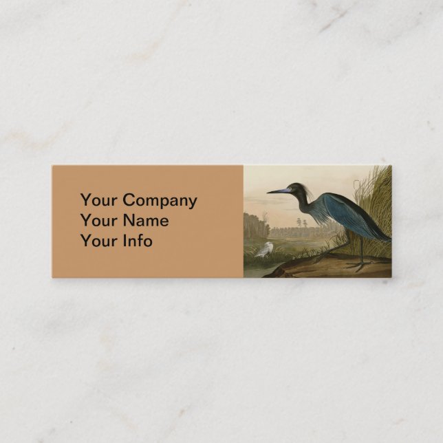 Carte De Visite Mini Grue bleue Héron Impression Audubon Art côtier (Devant)