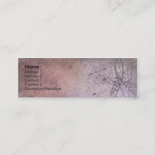 Carte De Visite Mini Grunge florale ruinée (Devant)