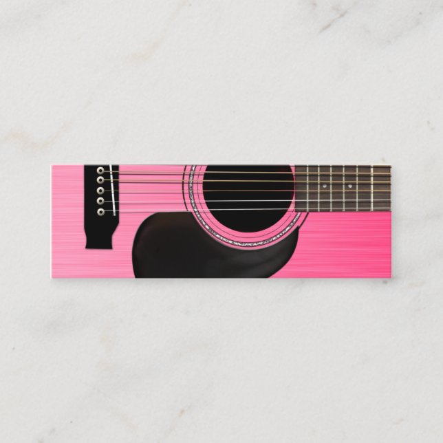 Carte De Visite Mini Guitare acoustique rose (Devant)