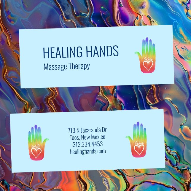 Carte De Visite Mini Healing mains arc-en-ciel coloré Hamsa Coeurs (Healing Hands Rainbow Colorful Hamsa Hearts Mini Business Card
)