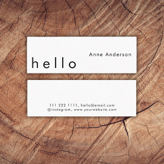 Carte De Visite Mini Hello Minimaliste simple personnalisé professionne