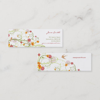 Carte De Visite Mini Hibiscus et hirondelles Jardin floral élégant