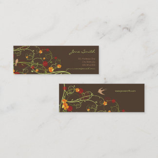 Carte De Visite Mini Hibiscus et hirondelles Jardin floral élégant