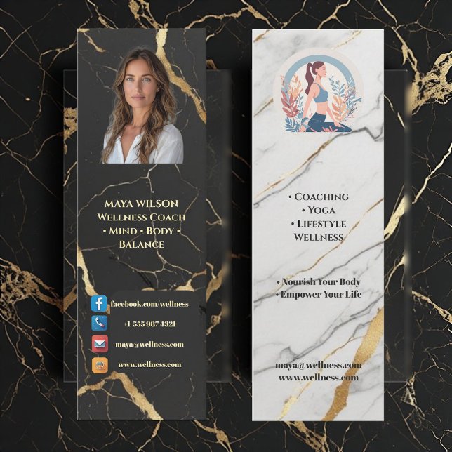 Carte De Visite Mini Holistic Wellness Coach Black White Luxury Modern  (Holistic Wellness Coach Black White Luxury Modern Mini Business Card)