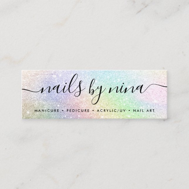 Carte De Visite Mini Holographe arc-en-ciel parties scintillant élégant (Devant)