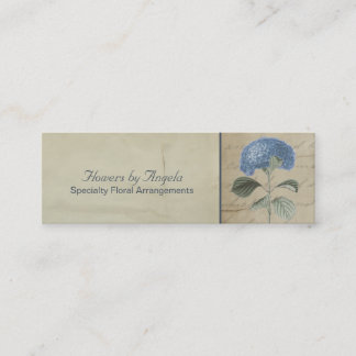 Carte De Visite Mini Hortensia bleu vintage sur la calligraphie antique