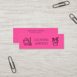 Carte De Visite Mini Hot Pink Cleaning Services Company