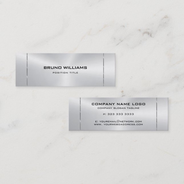 Carte De Visite Mini Image d'un trait brillant argenté métallique accen (Devant / Derrière)