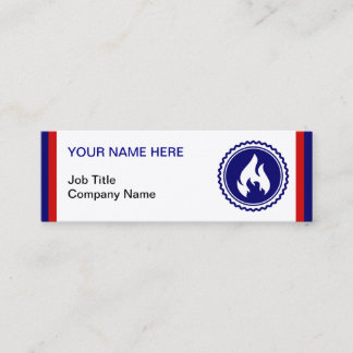 Carte De Visite Mini Insigne de flamme bleue du pompier du premier répo