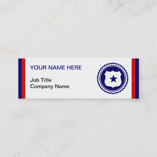 Carte De Visite Mini Insigne de la police bleue du premier répondeur (Devant)