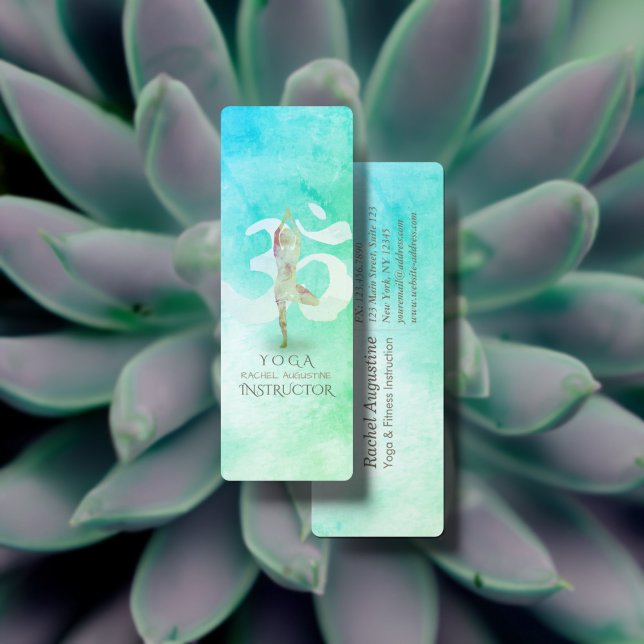 Carte De Visite Mini Instructeur de méditation Aquarelle Yoga Pose Om S (Créateur téléchargé)