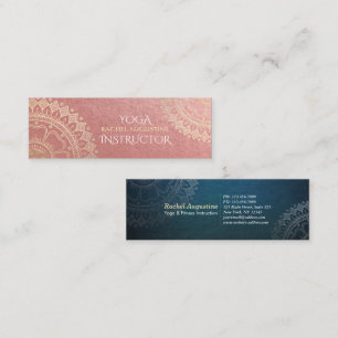 Carte De Visite Mini Instructeur de méditation Yoga Pink Gold Foil Mand