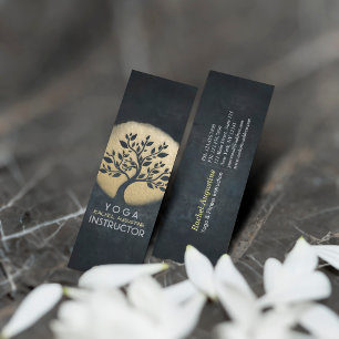 Carte De Visite Mini Instructeur de méditation Yoga Studio Black Gold T