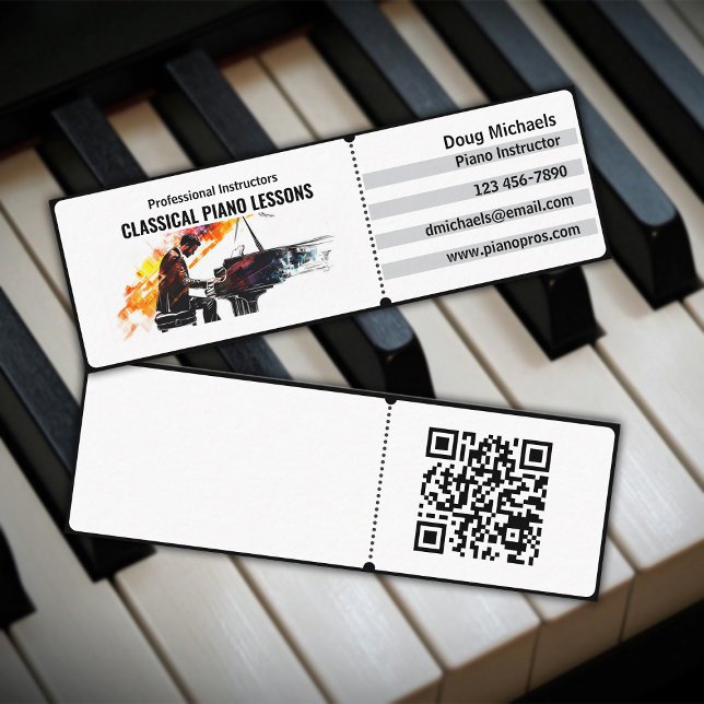 Carte De Visite Mini Instructeur de piano classique (Créateur téléchargé)