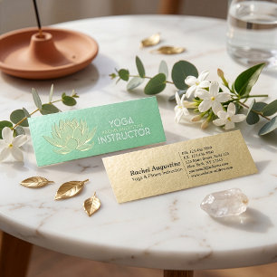Carte De Visite Mini Instructeur de yoga en méditation du lotus en or v