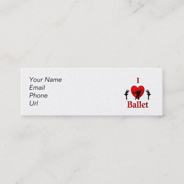 Carte De Visite Mini J'adore le ballet (Devant)