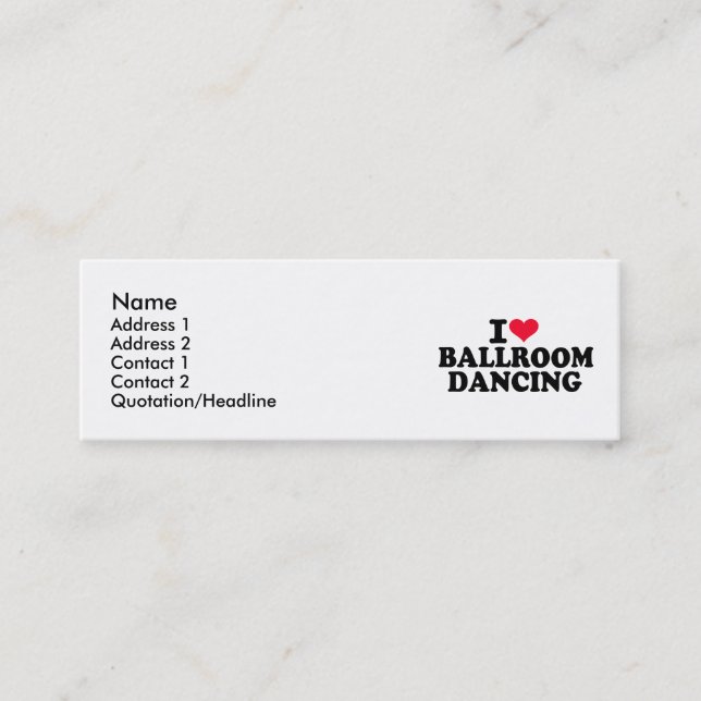 Carte De Visite Mini J'aime la danse de salon (Devant)
