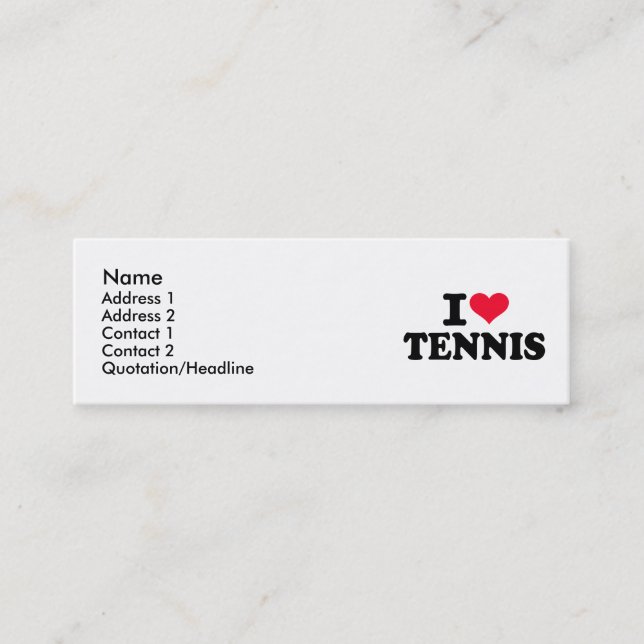 Carte De Visite Mini J'aime le tennis (Devant)