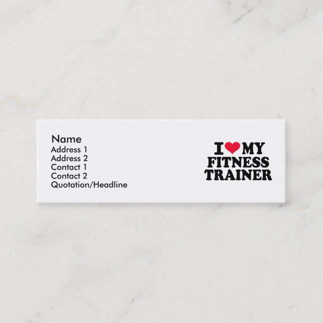 Carte De Visite Mini J'aime l'entraîneur de forme physique (Devant)