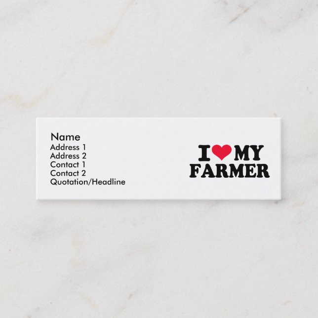 Carte De Visite Mini J'aime mon agriculteur (Devant)